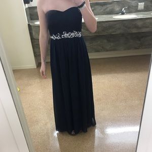 Long Navy Blue Prom Dress